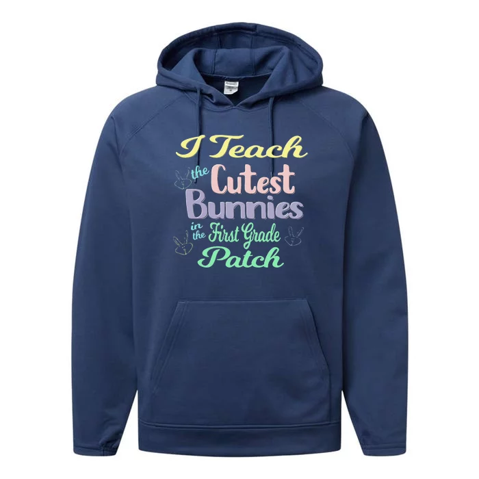 First Grade Teacher For Spring And Easter Performance Fleece Hoodie