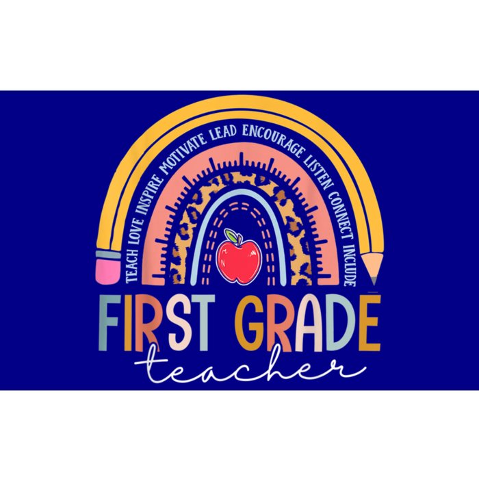 First Grade Teacher Teach Love Inspire Boho Rainbow Gift Bumper Sticker