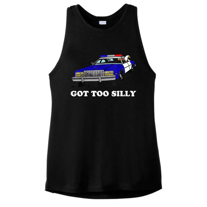 Funny Got Too Silly Goose Ladies Tri-Blend Wicking Tank