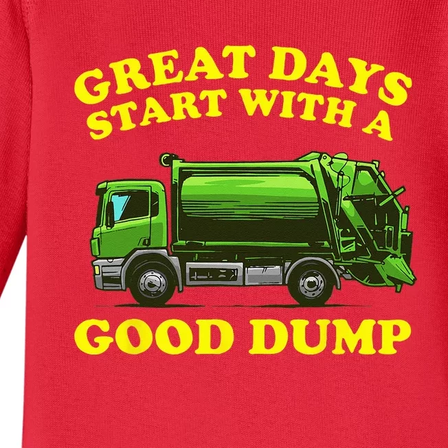 Funny Garbage Truck Design Kids Men Women Dump Trash Trucks Baby Long Sleeve Bodysuit