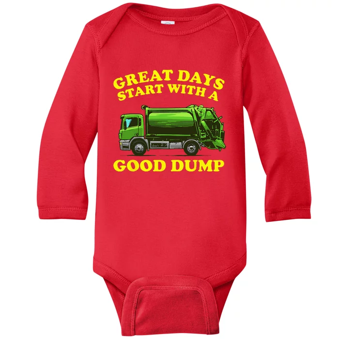 Funny Garbage Truck Design Kids Men Women Dump Trash Trucks Baby Long Sleeve Bodysuit