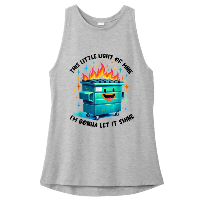 Funny Groovy This Little Lightof Mine Lil Dumpster Fire Ladies Tri-Blend Wicking Tank