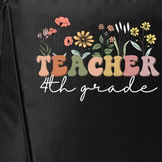 Fourth Grade Teacher Retro Boho Wildflower Teachers Day Gift City Backpack