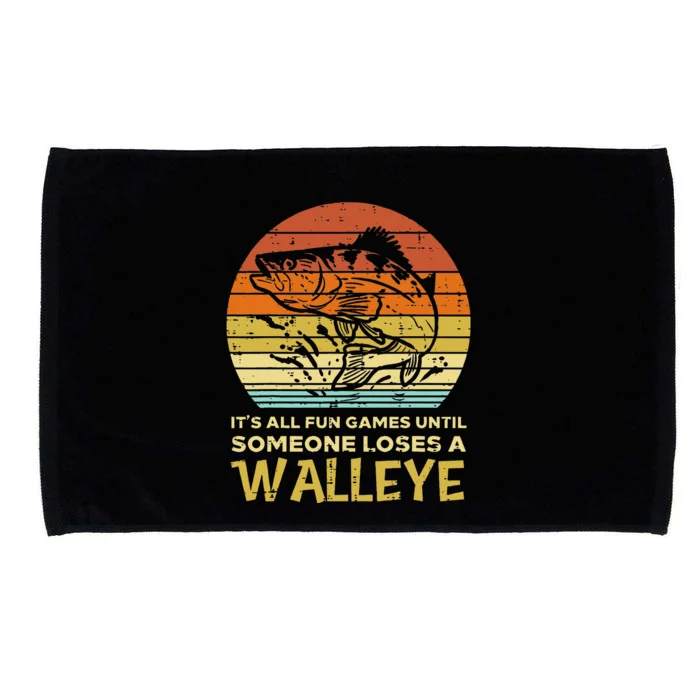 Fun Games Until Someone Loses Walleye Retro Ice Fishing Dad Microfiber Hand Towel