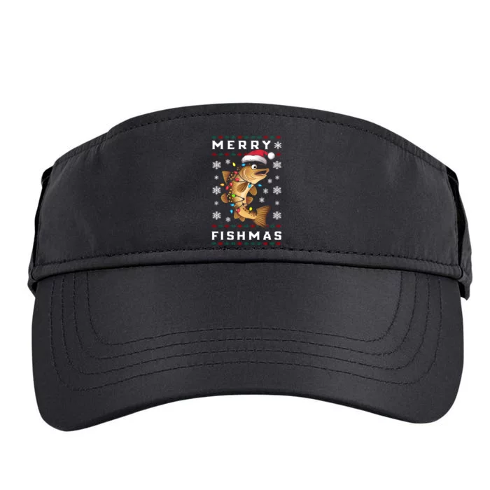 Funny Gift Ugly Christmas Fishing Trout Fish Merry Fishmas Adult Drive Performance Visor