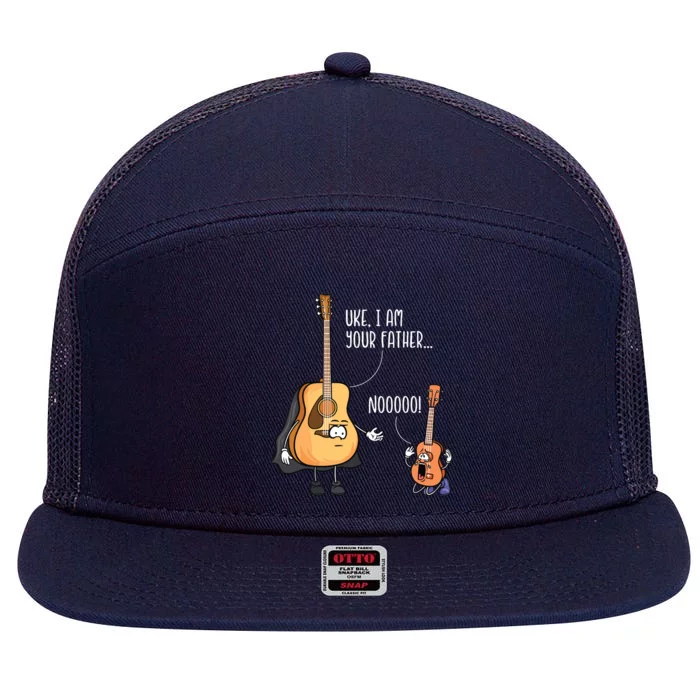 Funny Guitar Ukelele Uke I Am Your Father Musician Music 7 Panel Mesh Trucker Snapback Hat