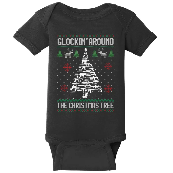 Funny Guns Ugly Christmas Sweaters for Gun Lovers Baby Bodysuit