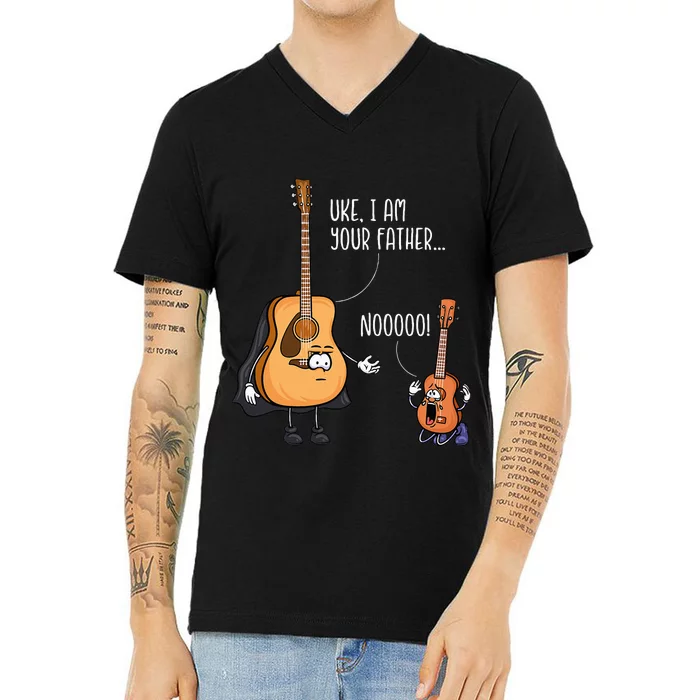 Funny Guitar Ukelele Uke I Am Your Father Musician Music V-Neck T-Shirt