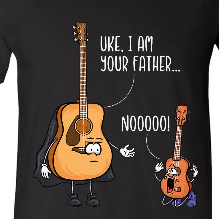 Funny Guitar Ukelele Uke I Am Your Father Musician Music V-Neck T-Shirt