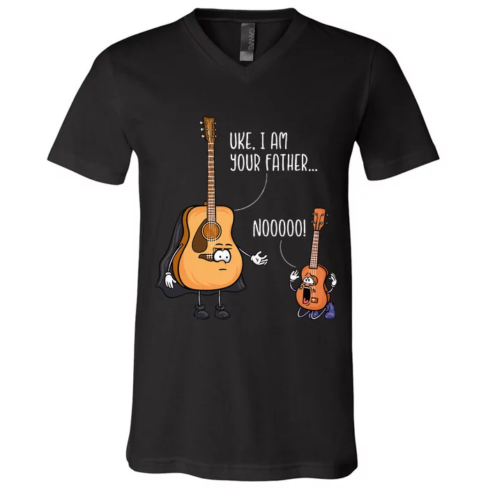 Funny Guitar Ukelele Uke I Am Your Father Musician Music V-Neck T-Shirt