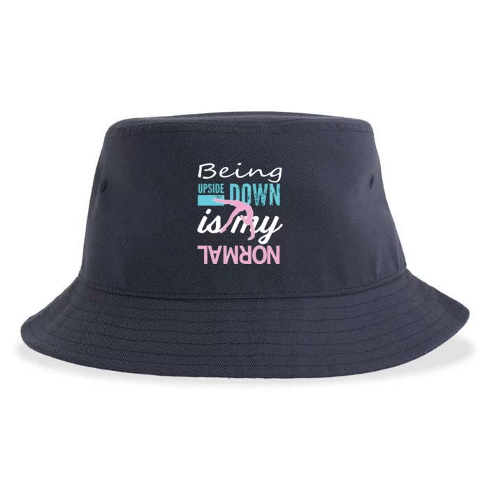 Funny Girl Upside Down Is My Normal Gymnastics Gift Sustainable Bucket Hat