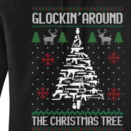 Funny Guns Ugly Christmas Sweaters for Gun Lovers Women's Pullover Hoodie