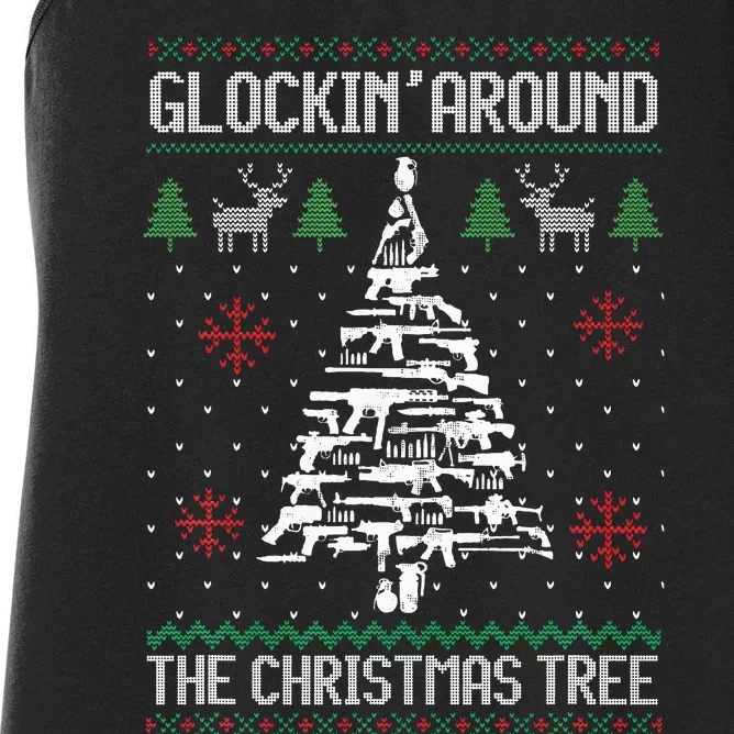 Funny Guns Ugly Christmas Sweaters for Gun Lovers Women's Racerback Tank