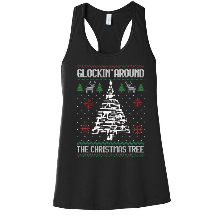 Funny Guns Ugly Christmas Sweaters for Gun Lovers Women's Racerback Tank