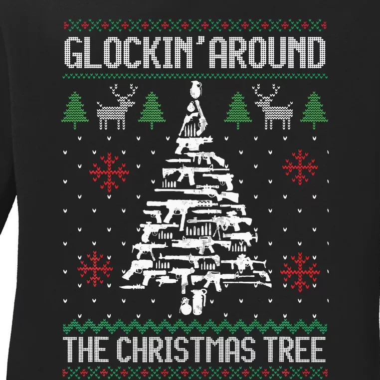 Funny Guns Ugly Christmas Sweaters for Gun Lovers Ladies Long Sleeve Shirt