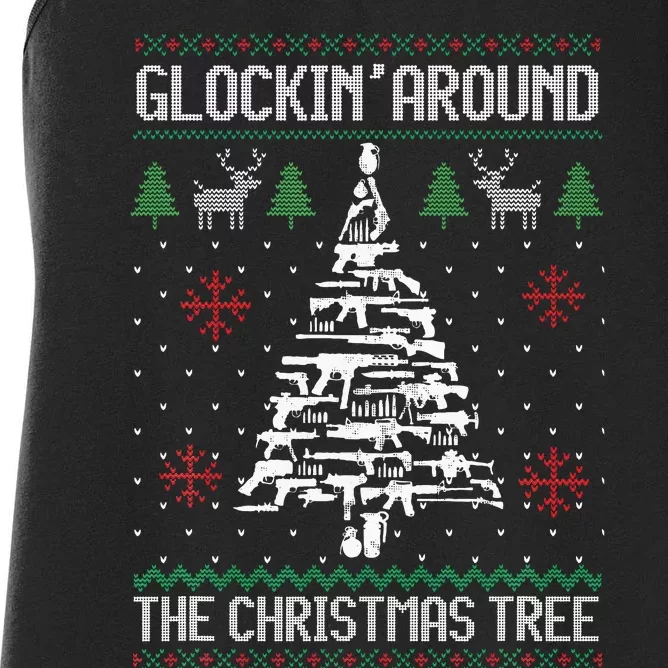 Funny Guns Ugly Christmas Sweaters For Gun Lovers Women's Racerback Tank