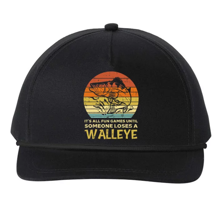 Fun Games Until Someone Loses Walleye Retro Ice Fishing Dad Snapback Five-Panel Rope Hat