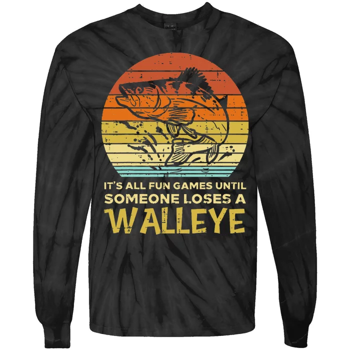 Fun Games Until Someone Loses Walleye Retro Ice Fishing Dad Tie-Dye Long Sleeve Shirt