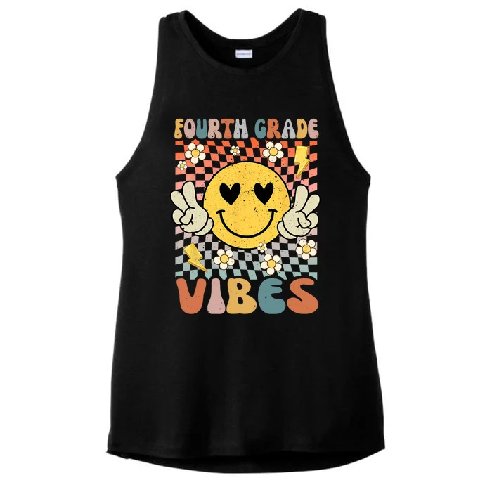 Fourth Grade Vibes 4th Grade Retro Teacher 1st Day Of School Ladies Tri-Blend Wicking Tank