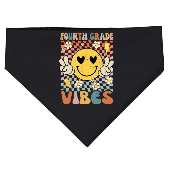 Fourth Grade Vibes 4th Grade Retro Teacher 1st Day Of School USA-Made Doggie Bandana