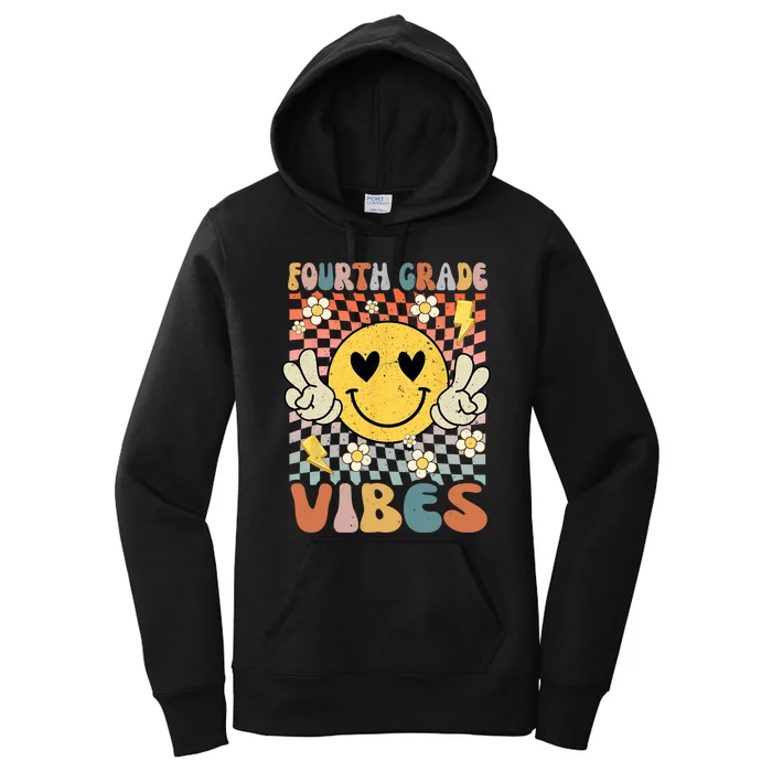 Fourth Grade Vibes 4th Grade Retro Teacher 1st Day Of School Women's Pullover Hoodie