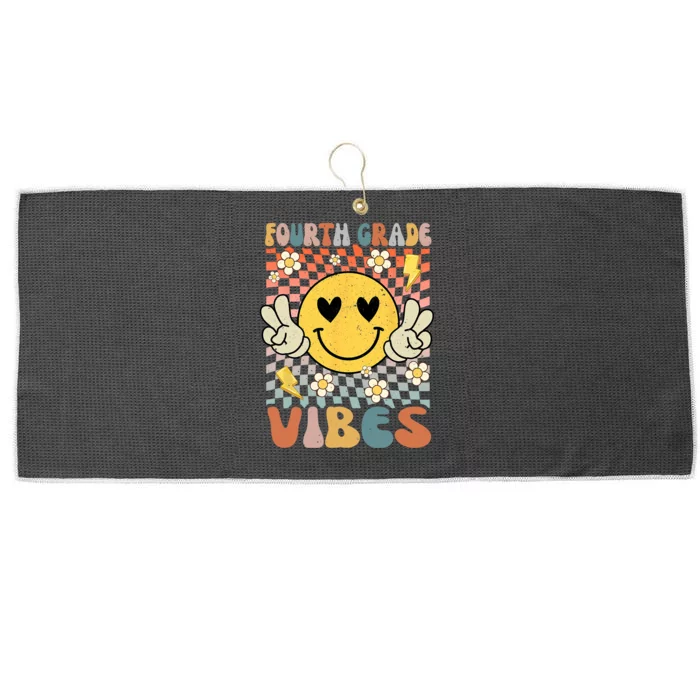 Fourth Grade Vibes 4th Grade Retro Teacher 1st Day Of School Large Microfiber Waffle Golf Towel