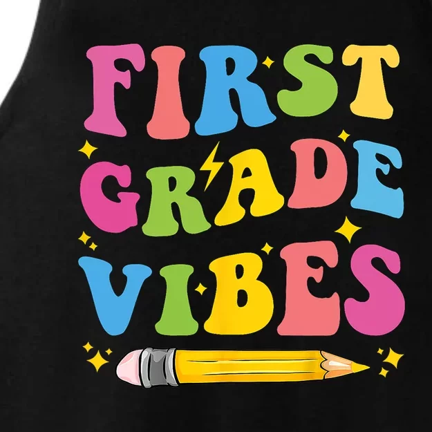 First Grade Vibes Back To School 1st Grade Ladies Tri-Blend Wicking Tank