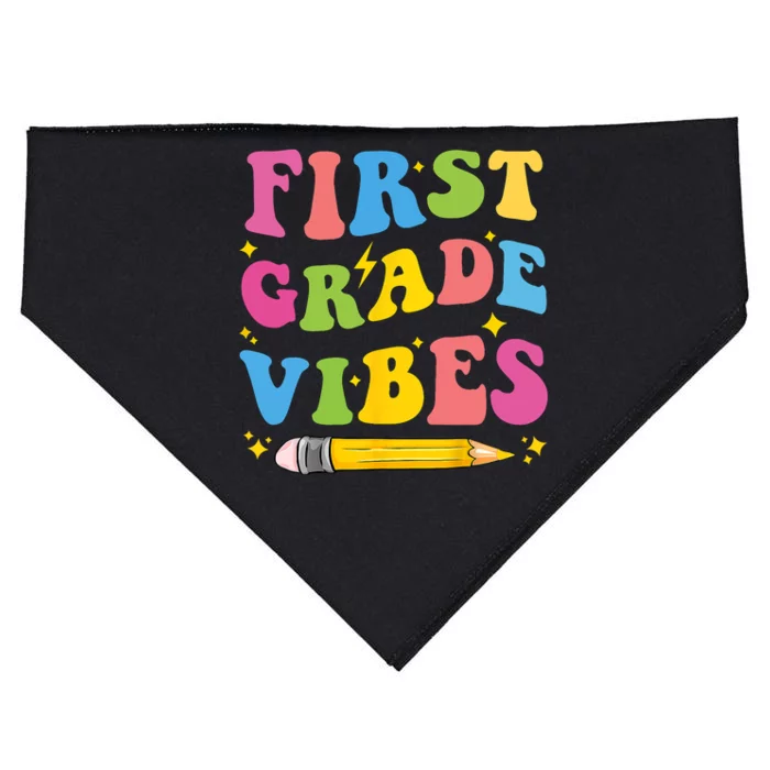 First Grade Vibes Back To School 1st Grade USA-Made Doggie Bandana