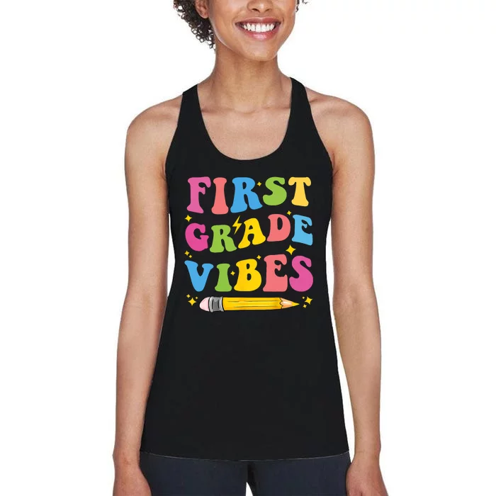 First Grade Vibes Back To School 1st Grade Women's Racerback Tank