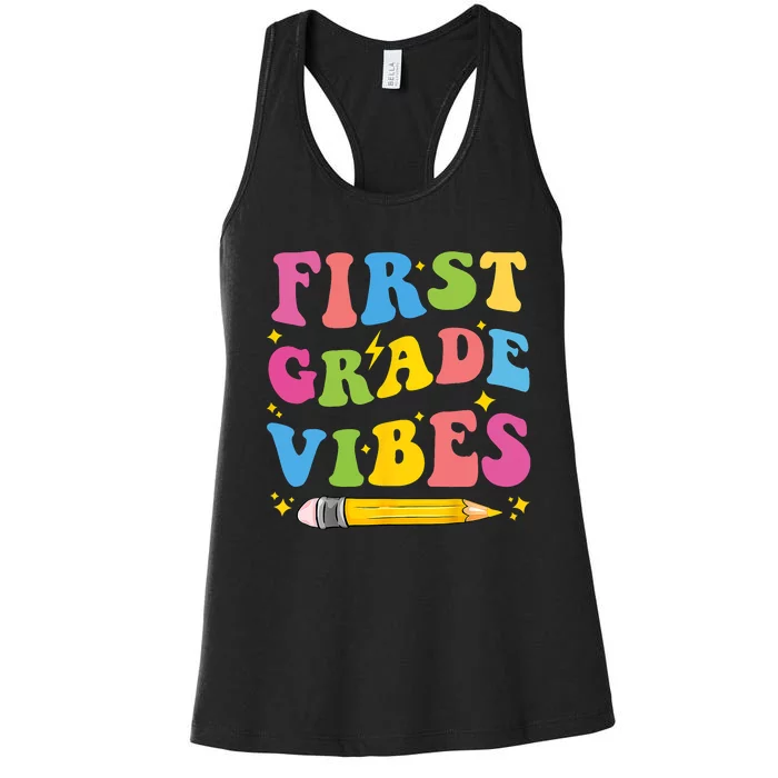 First Grade Vibes Back To School 1st Grade Women's Racerback Tank