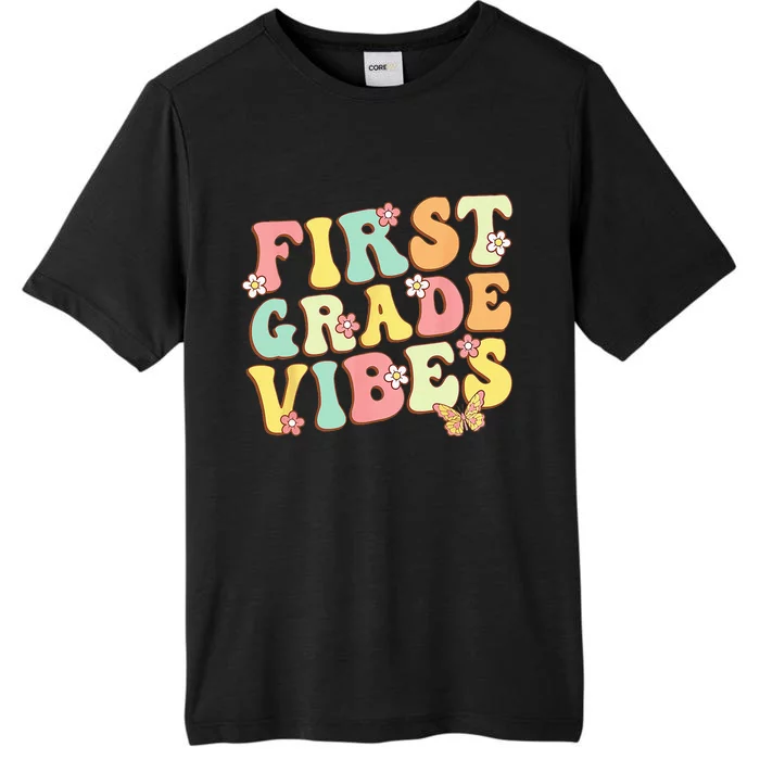 First Grade Vibes Hello Team 1st Grade Teacher Retro ChromaSoft Performance T-Shirt