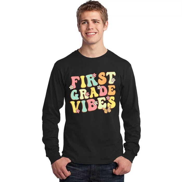 First Grade Vibes Hello Team 1st Grade Teacher Retro Tall Long Sleeve T-Shirt