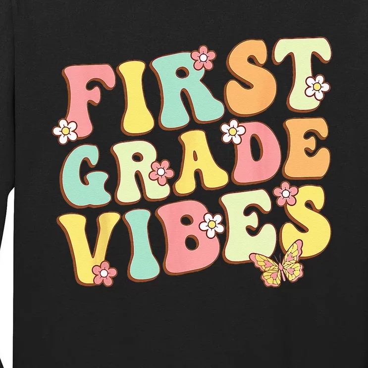 First Grade Vibes Hello Team 1st Grade Teacher Retro Tall Long Sleeve T-Shirt