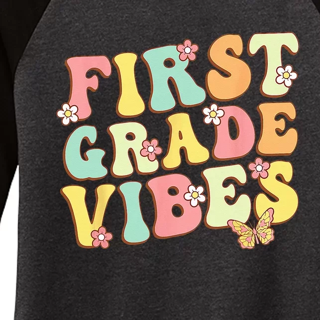 First Grade Vibes Hello Team 1st Grade Teacher Retro Women's Tri-Blend 3/4-Sleeve Raglan Shirt