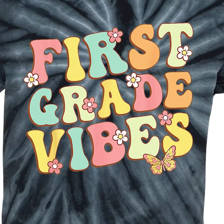 First Grade Vibes Hello Team 1st Grade Teacher Retro Kids Tie-Dye T-Shirt