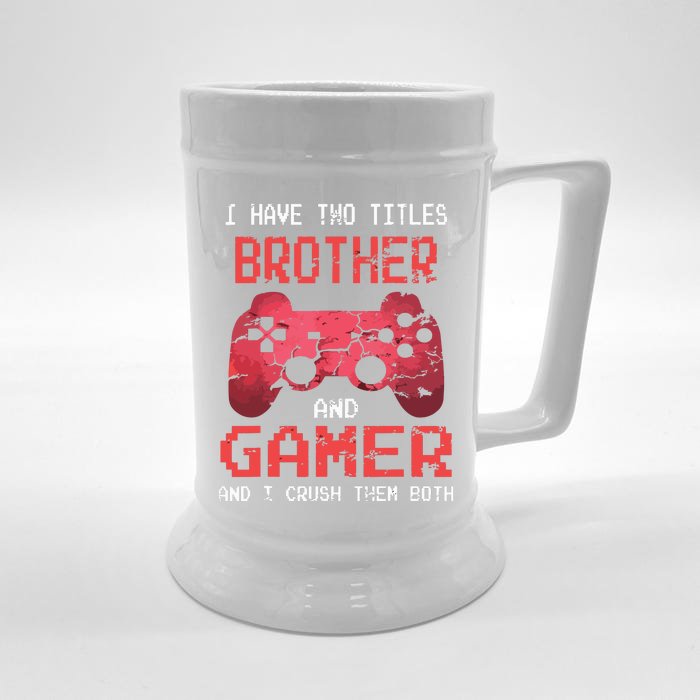 Funny Gamer Vintage Video Games For Boy Brother Son Front & Back Beer Stein