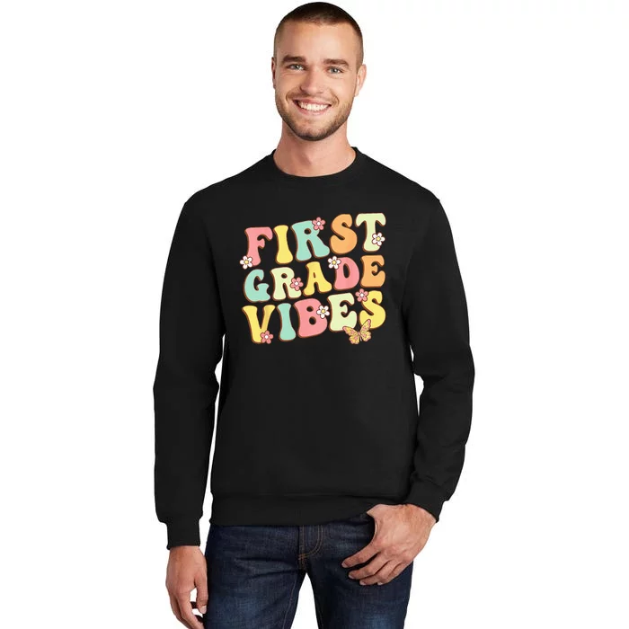 First Grade Vibes Hello Team 1st Grade Teacher Retro Sweatshirt