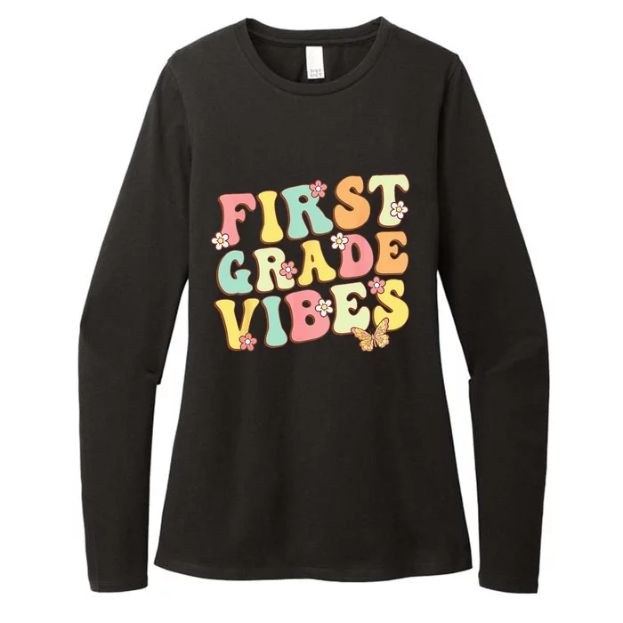 First Grade Vibes Hello Team 1st Grade Teacher Retro Womens CVC Long Sleeve Shirt