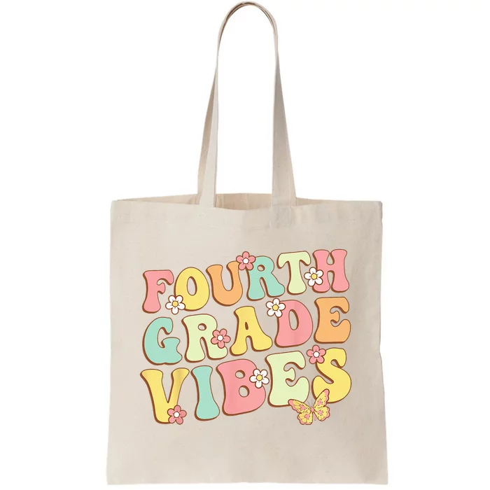 Fourth Grade Vibes Hello Team 4th Grade Teacher Kids Retro Tote Bag