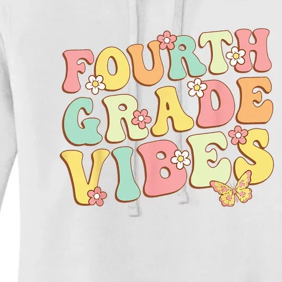 Fourth Grade Vibes Hello Team 4th Grade Teacher Kids Retro Women's Pullover Hoodie