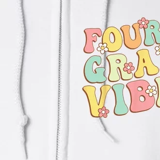 Fourth Grade Vibes Hello Team 4th Grade Teacher Kids Retro Full Zip Hoodie