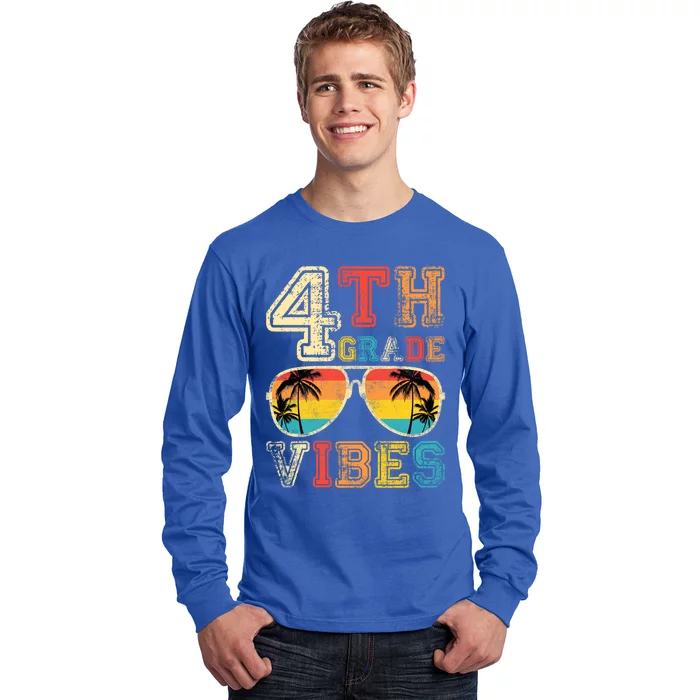 Fourth Grade Vibes Back To School Retro 4Th Grade Teacher Gift Long Sleeve Shirt