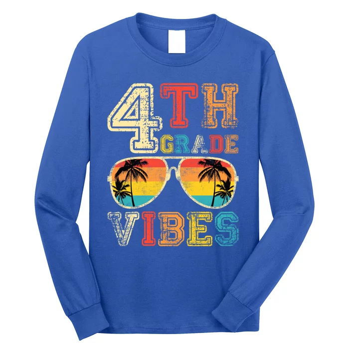 Fourth Grade Vibes Back To School Retro 4Th Grade Teacher Gift Long Sleeve Shirt