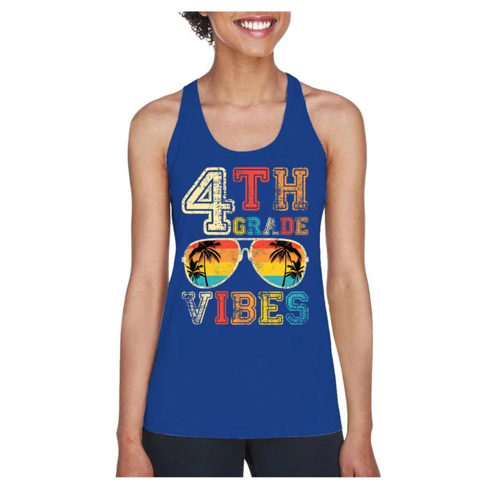 Fourth Grade Vibes Back To School Retro 4Th Grade Teacher Gift Women's Racerback Tank