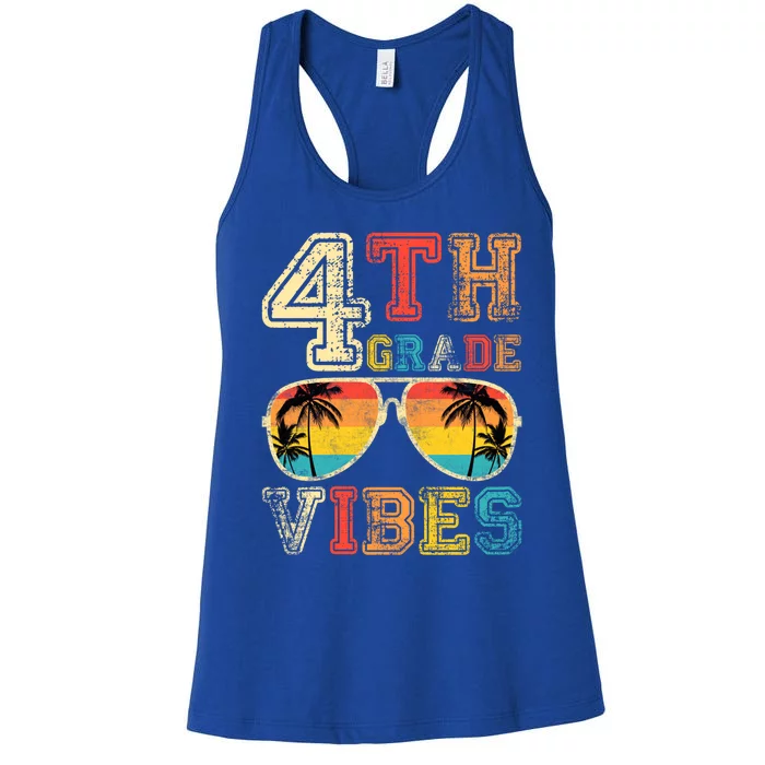 Fourth Grade Vibes Back To School Retro 4Th Grade Teacher Gift Women's Racerback Tank