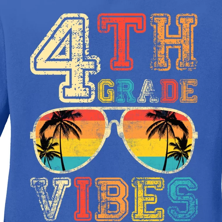 Fourth Grade Vibes Back To School Retro 4Th Grade Teacher Gift Ladies Long Sleeve Shirt