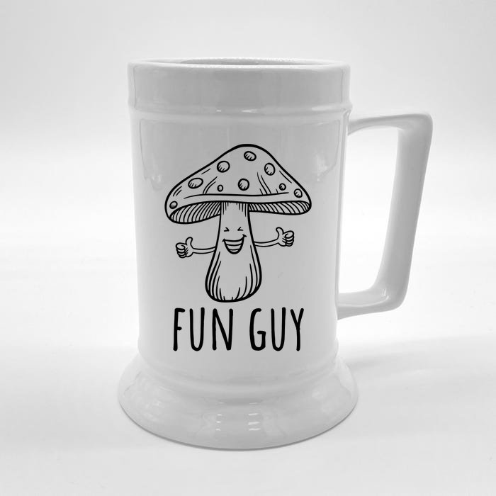 Fun Guy Vegetarian Fungi Funny Food Pun Funny Mushroom Front & Back Beer Stein