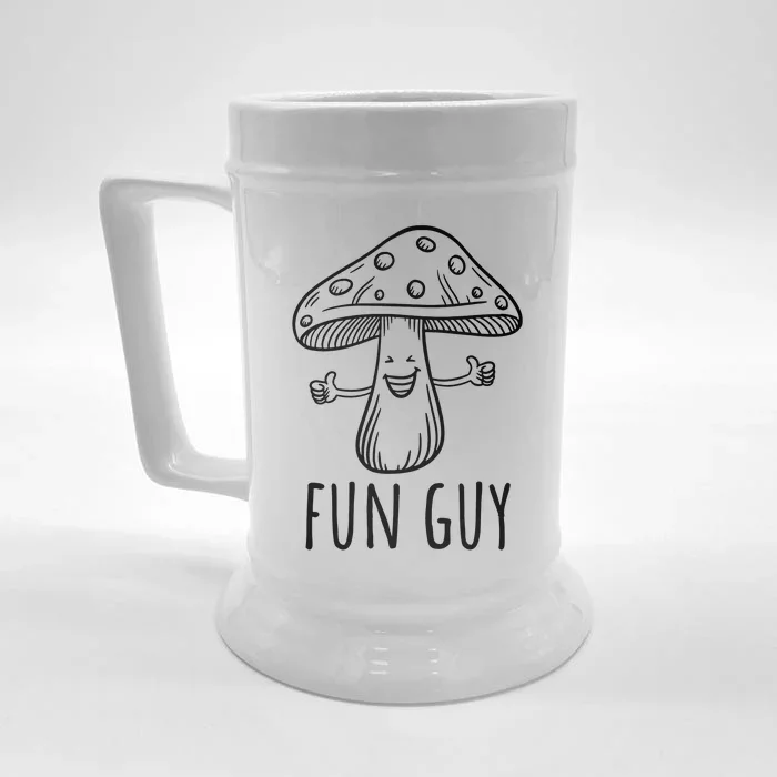 Fun Guy Vegetarian Fungi Funny Food Pun Funny Mushroom Front & Back Beer Stein