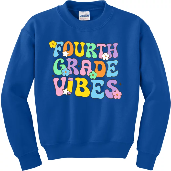 Fourth Grade Vibes Back To School Retro 4Th Grade Teachers Gift Kids Sweatshirt