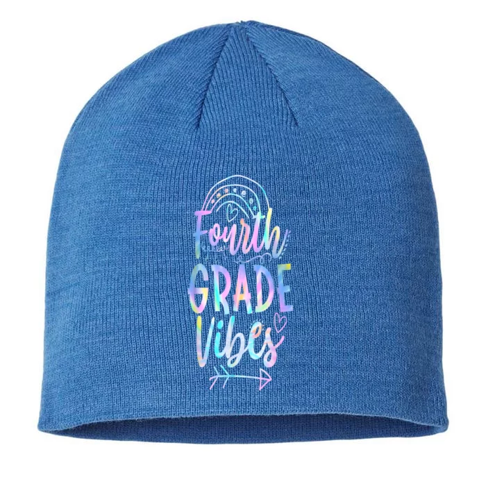 Fourth Grade Vibes Back To School Vibrant Picture Funny Gift 8 1/2in Sustainable Knit Beanie